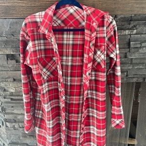 Red and white flannel.
